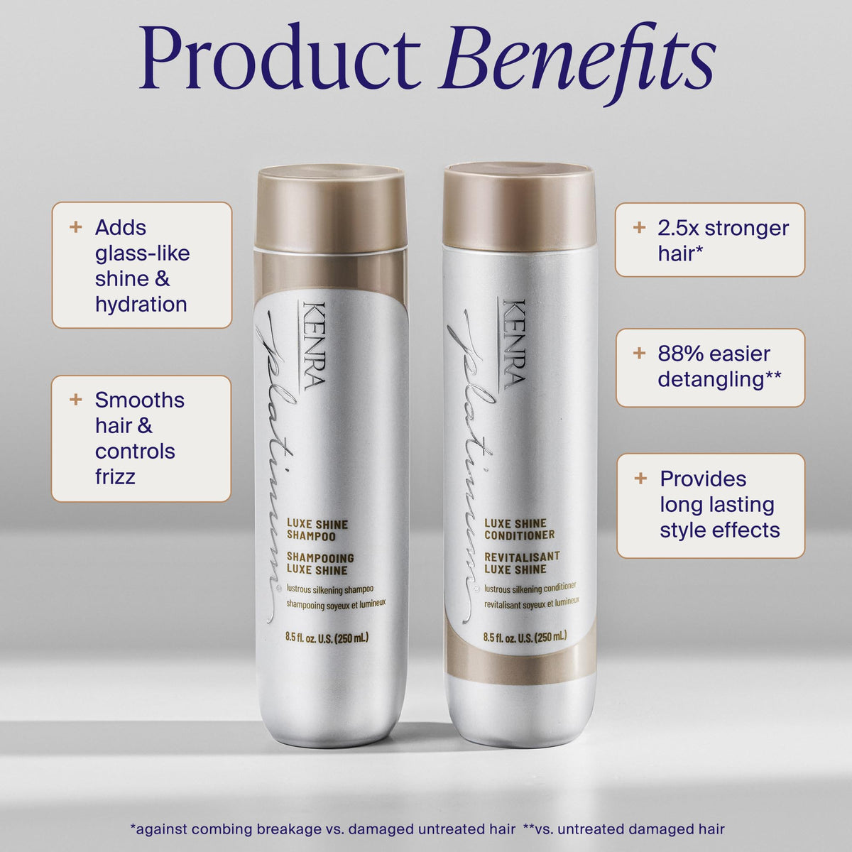 Kenra Platinum Luxe Shine Conditioner dispenser pump enabling easy mess-free application for everyday use.