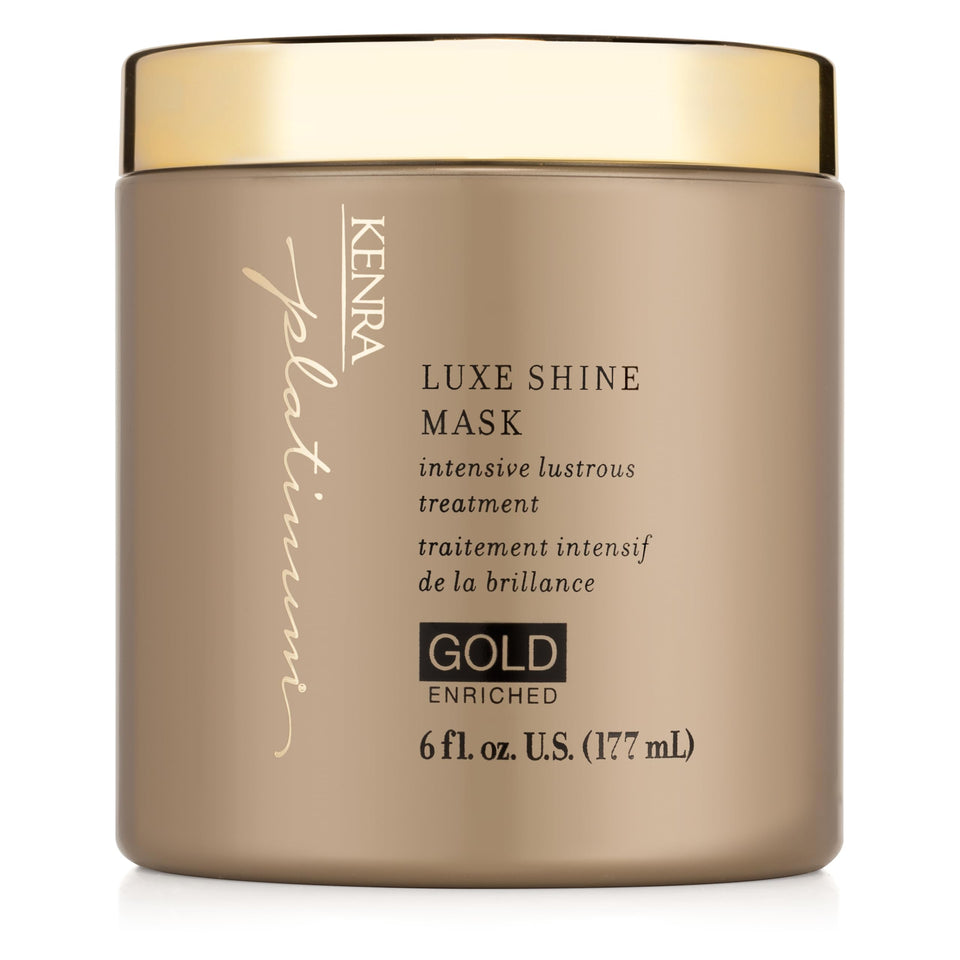 Kenra Platinum Luxe Shine Mask gold-infused formula delivering radiant shine.