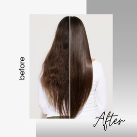 Applying Kenra Luxe Shine Mask to damp hair for smoother texture.