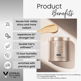 Packaging closeup of Kenra Luxe Shine Mask highlighting premium conditioning.