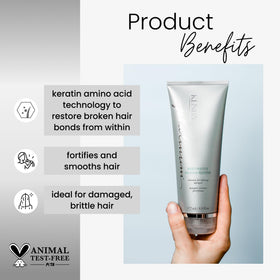 Kenra Platinum Restorative Reconstructor bottle close-up showing rich texture for deep conditioning