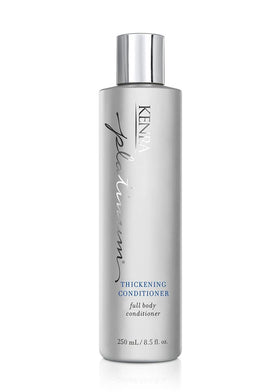 Kenra Platinum Thickening Conditioner bottle closeup demonstrates shine and nourishing formula