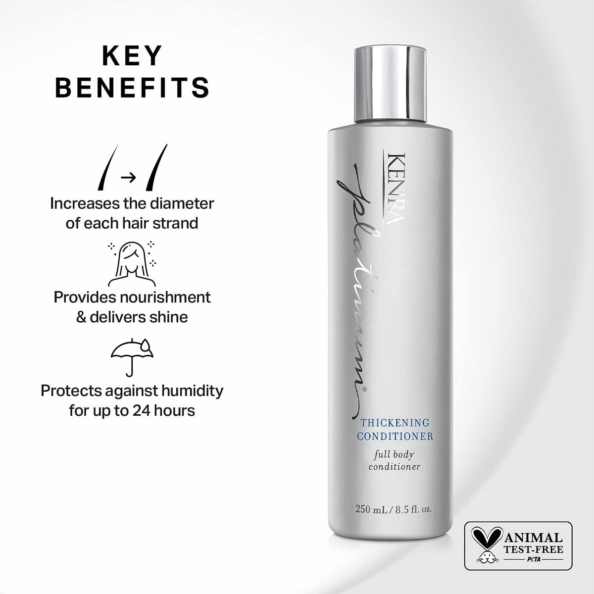 Kenra Platinum Thickening Conditioner in use on hair for added body and fullness