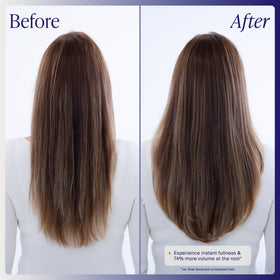 Color-safe Kenra Platinum Truly Thickening Shampoo label emphasizes gentle cleansing