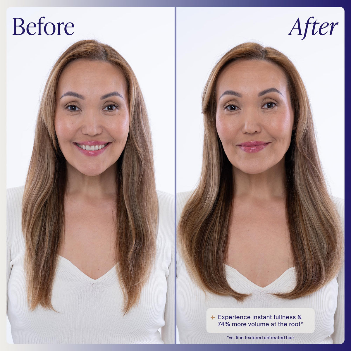 Hair with shine after using Kenra Platinum Truly Thickening Shampoo