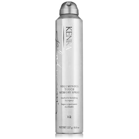 Kenra Platinum Voluminous Touch Memory Spray 12 bottle misting evenly for lasting volume.