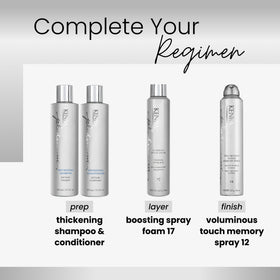 Kenra Platinum Voluminous Touch Memory Spray 12 packaging signals premium styling.