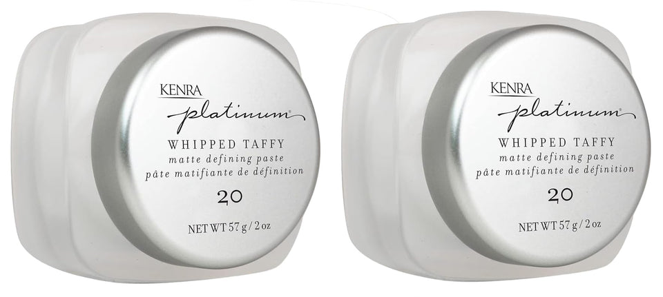 Kenra Platinum Whipped Taffy 20 bottle front view for compact, travel-friendly styling.