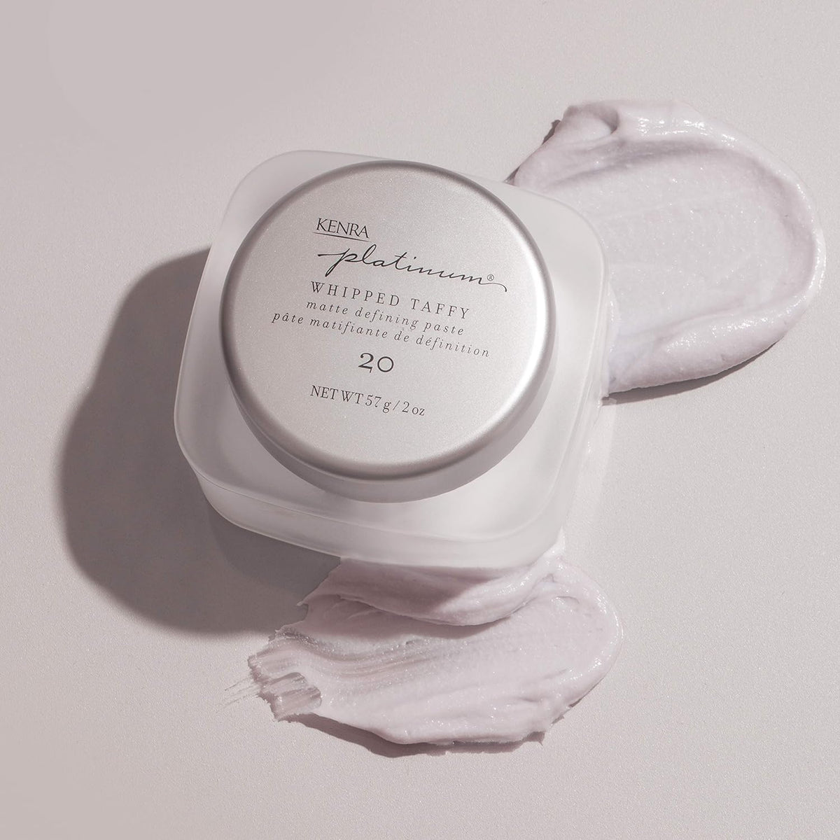 Kenra Platinum Whipped Taffy 20 whipped souffle texture highlights airy hold.