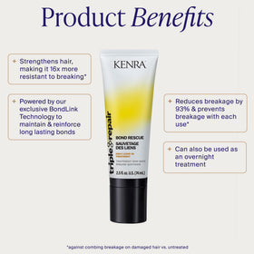 Kenra Bond Rescue packaging close-up, showing lightweight daily leave-in use