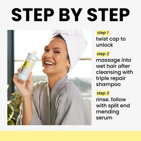 Kenra Triple Repair Conditioner bonds illustration highlights strengthening action.