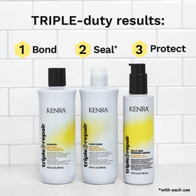 Kenra Triple Repair sulfate-free packaging highlights gentle cleanse.