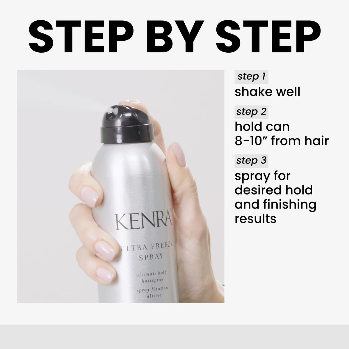 Kenra Ultra Freeze Spray 30 hair-hold shot delivers ultra-firm hold with a seamless finish.