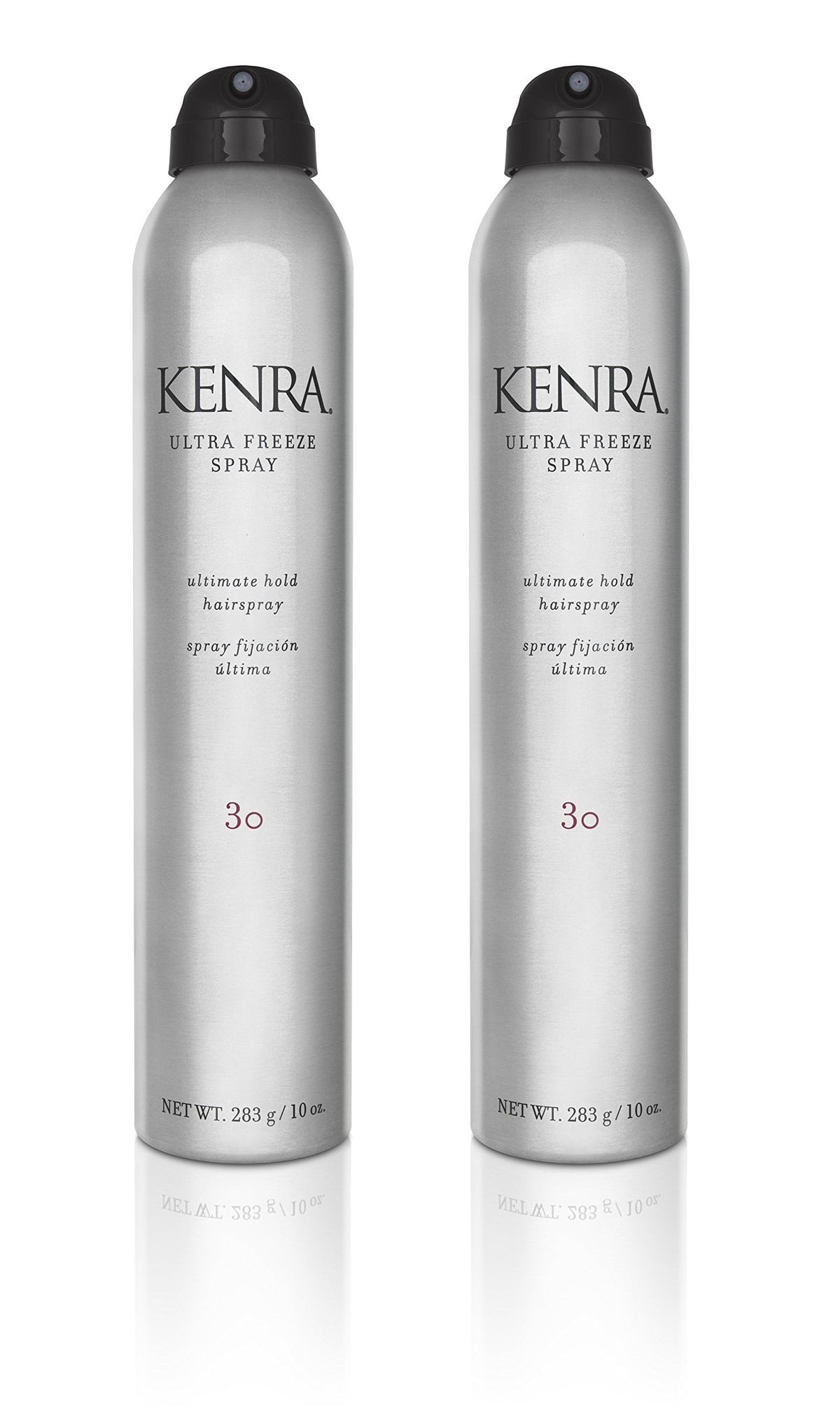 Kenra Ultra Freeze Spray 30 two-pack bottles provide ultra-firm hold for lasting styles.