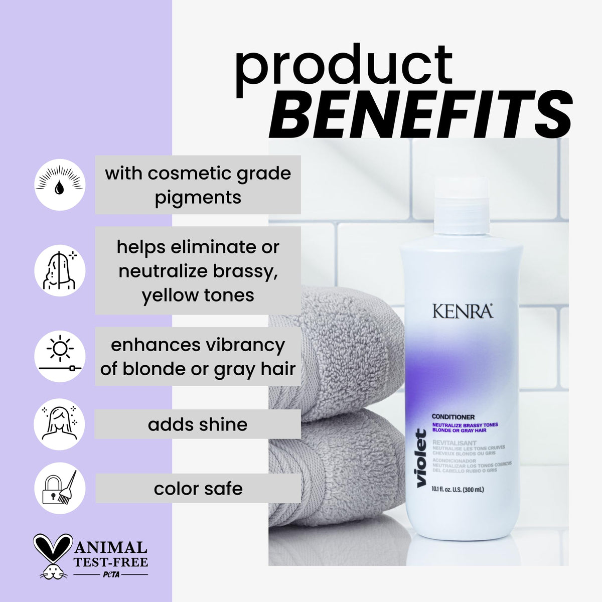 Kenra Violet Conditioner bottle cap, convenient design for easy, mess-free daily use.