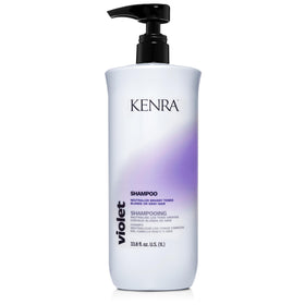 Kenra Violet Shampoo eliminates brassy tones for cooler blonde hues.