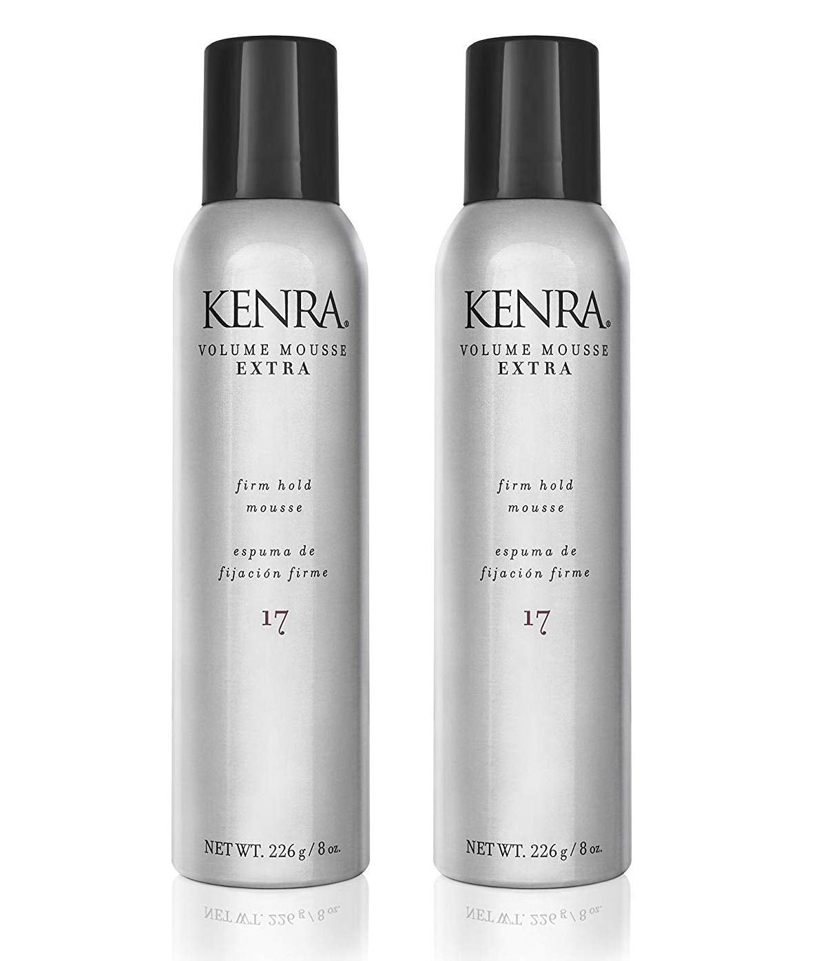 Kenra Volume Mousse Extra 17 bottle front view showing firm hold and lightweight formula.