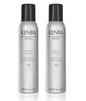 Kenra Volume Mousse Extra 17 bottle front view showing firm hold and lightweight formula.