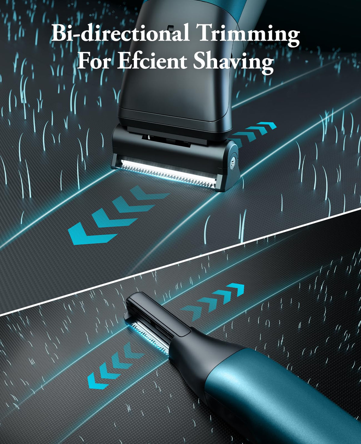 Kensen 30-degree rotating head follows body contours for safer grooming.