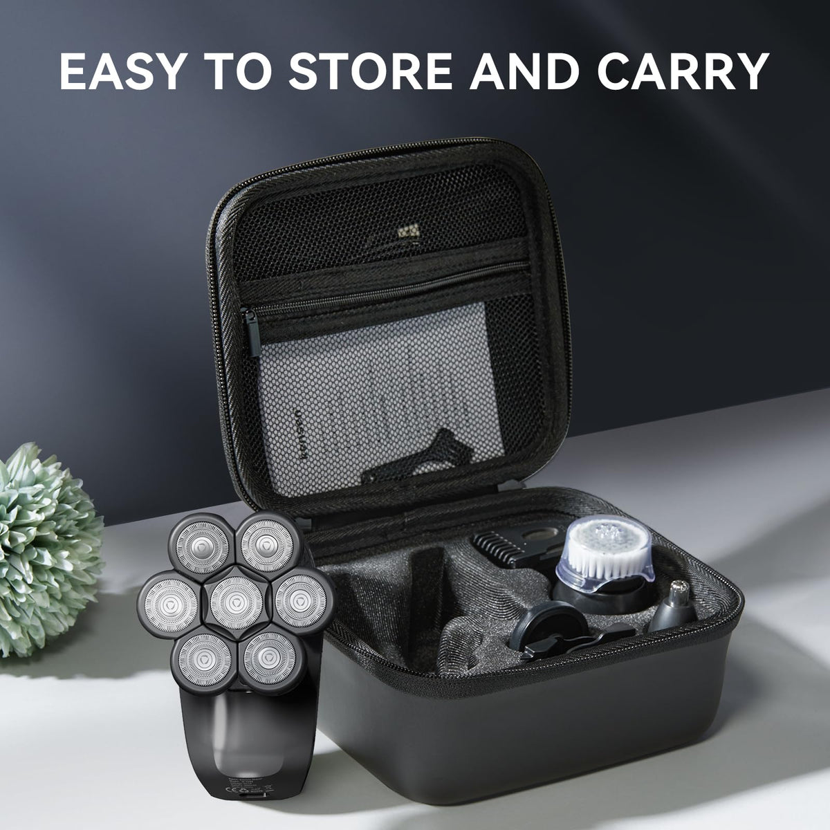 Kensen 7D Head Shaver IPX6 waterproof design supports wet or dry use.