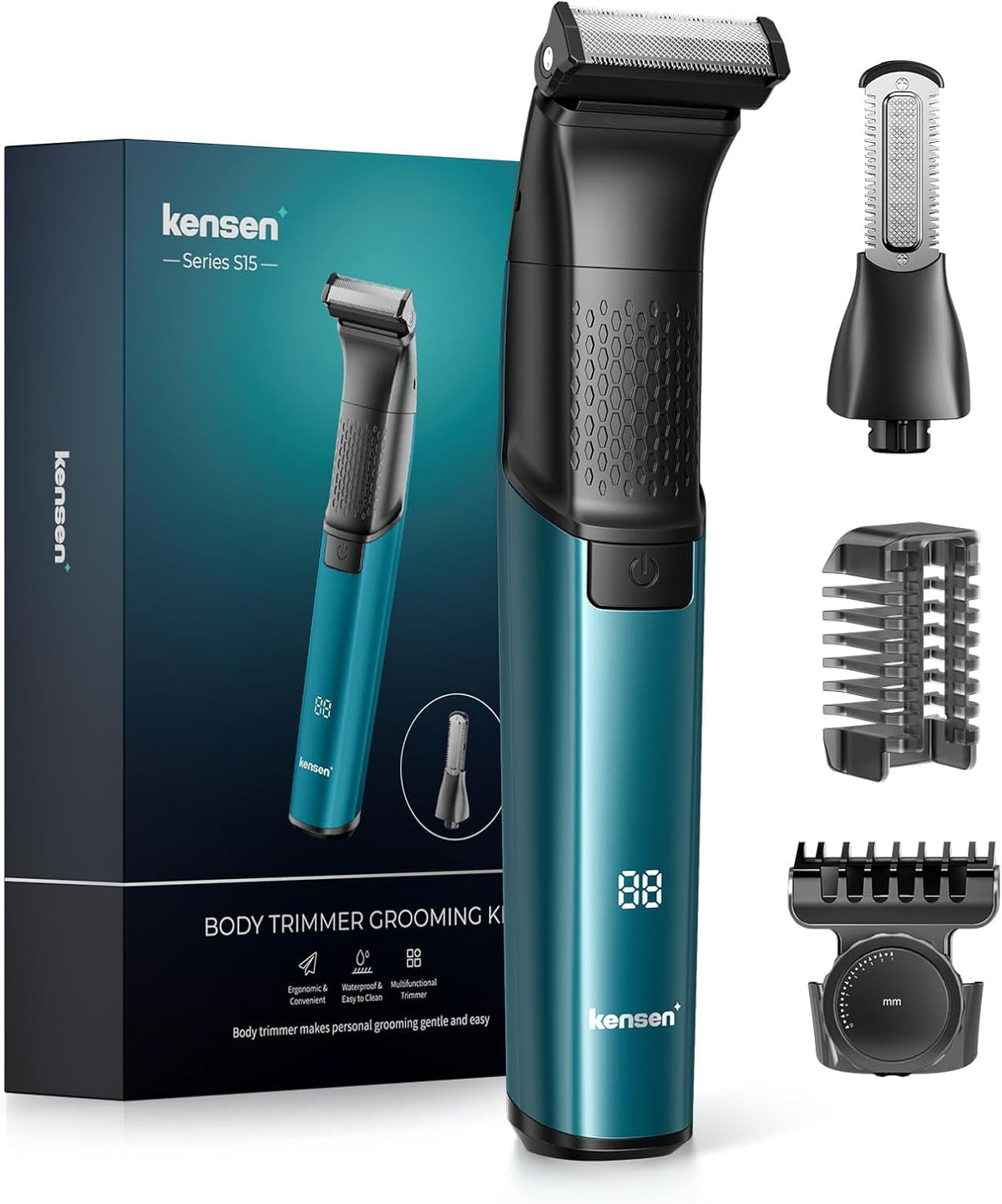 Kensen Body Hair Trimmer front view enables precise grooming for face and body.