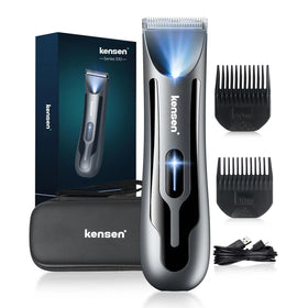 Kensen body trimmer with ceramic blades for gentle, precise grooming.