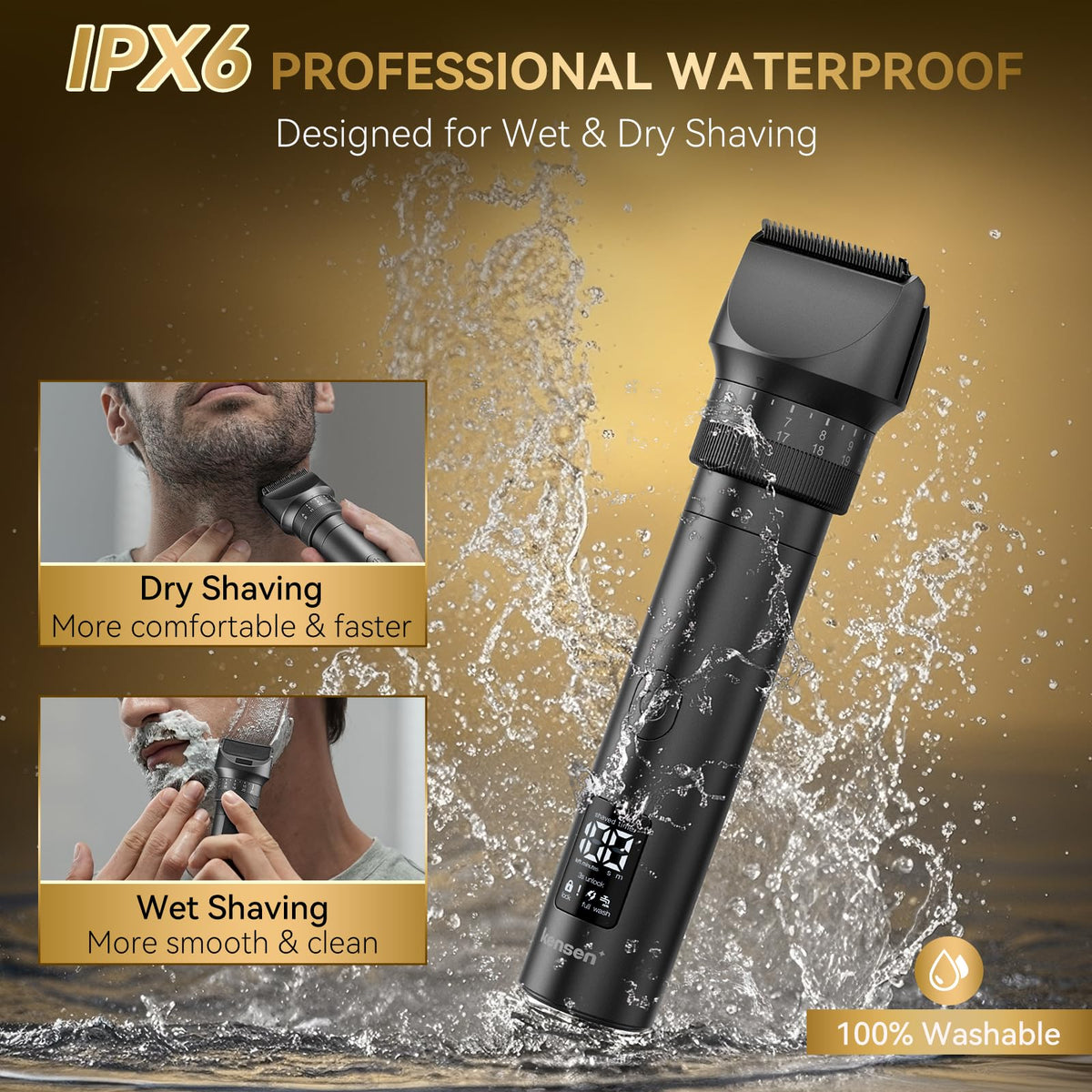 Kensen ultra-quiet operation provides a discreet grooming experience.