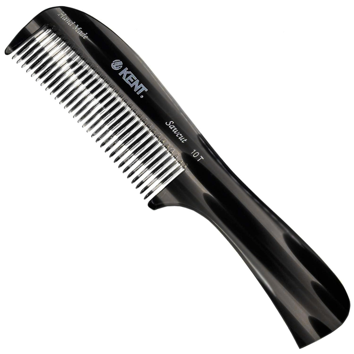 Kent 10T detangler comb in black graphite glides through hair.