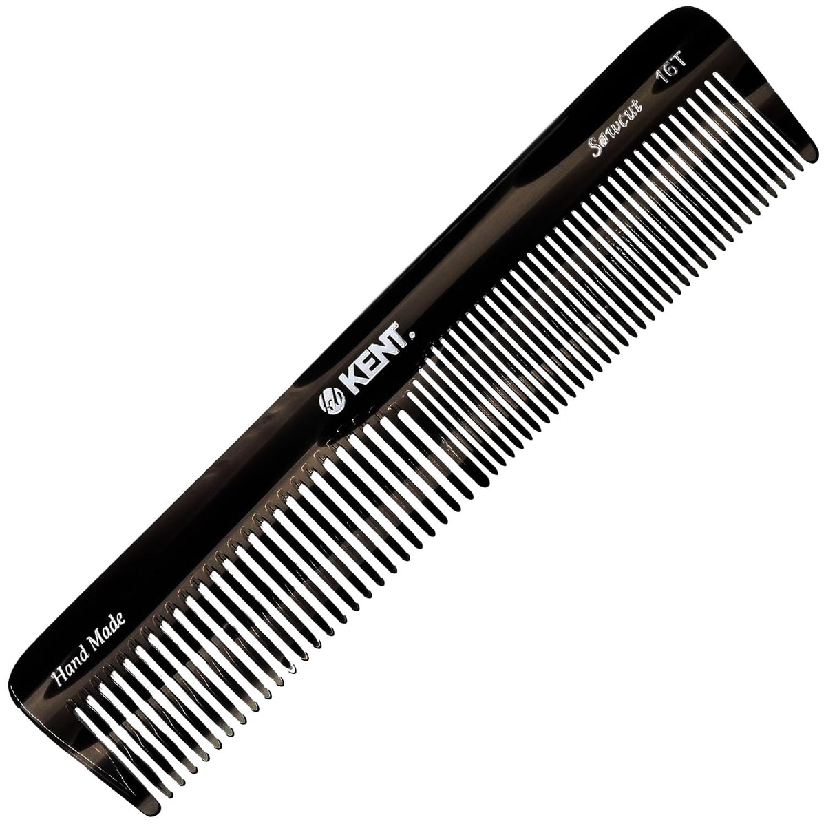 Kent 16T fine-tooth comb with smooth teeth for gentle detangling and precise finishing