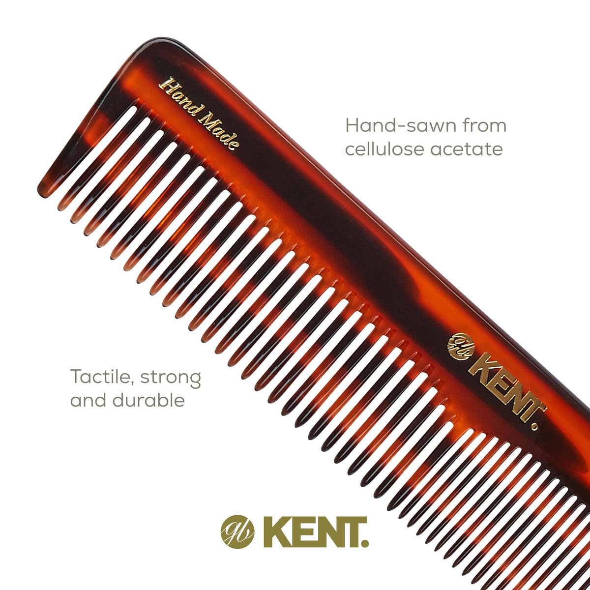 Kent 16T tortoise smooth-glide teeth during wet or dry hair care.