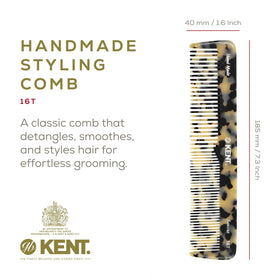 Kent 16T TW hand polished saw-cut teeth glide smoothly through hair.