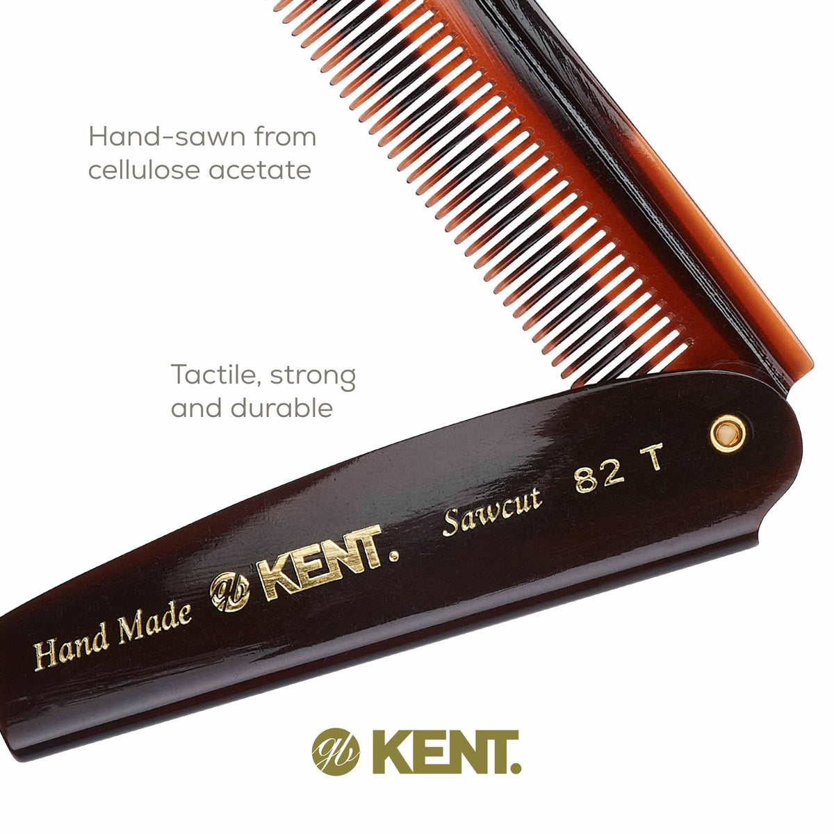 Kent 82T cellulose-acetate-handle offers a durable, tactile grip.