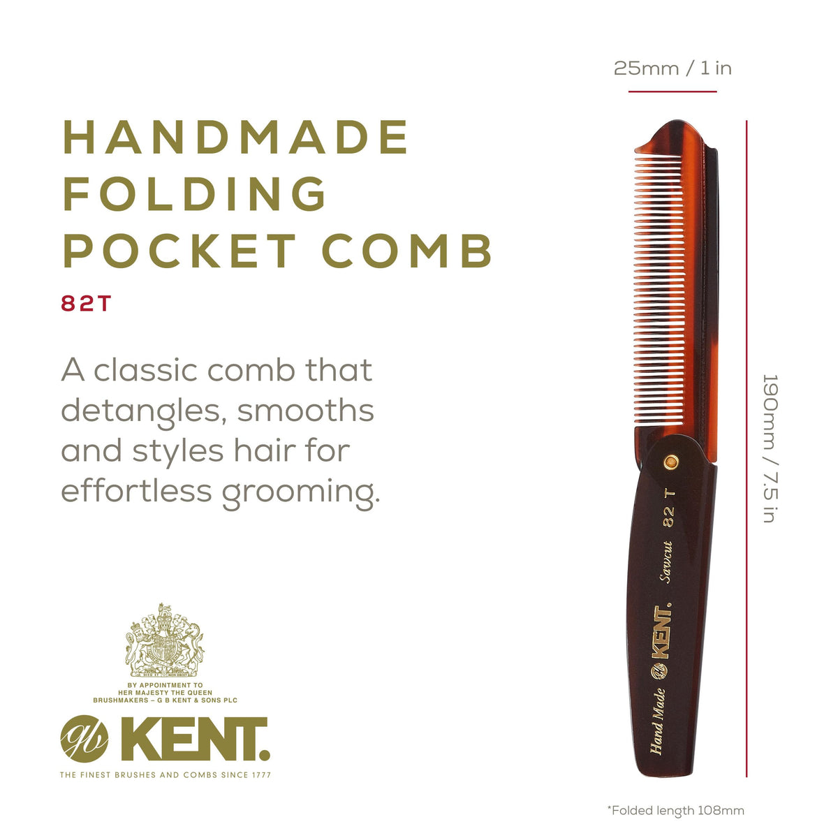 Kent 82T closed-pocket fold highlighting compact portability for everyday touch-ups.