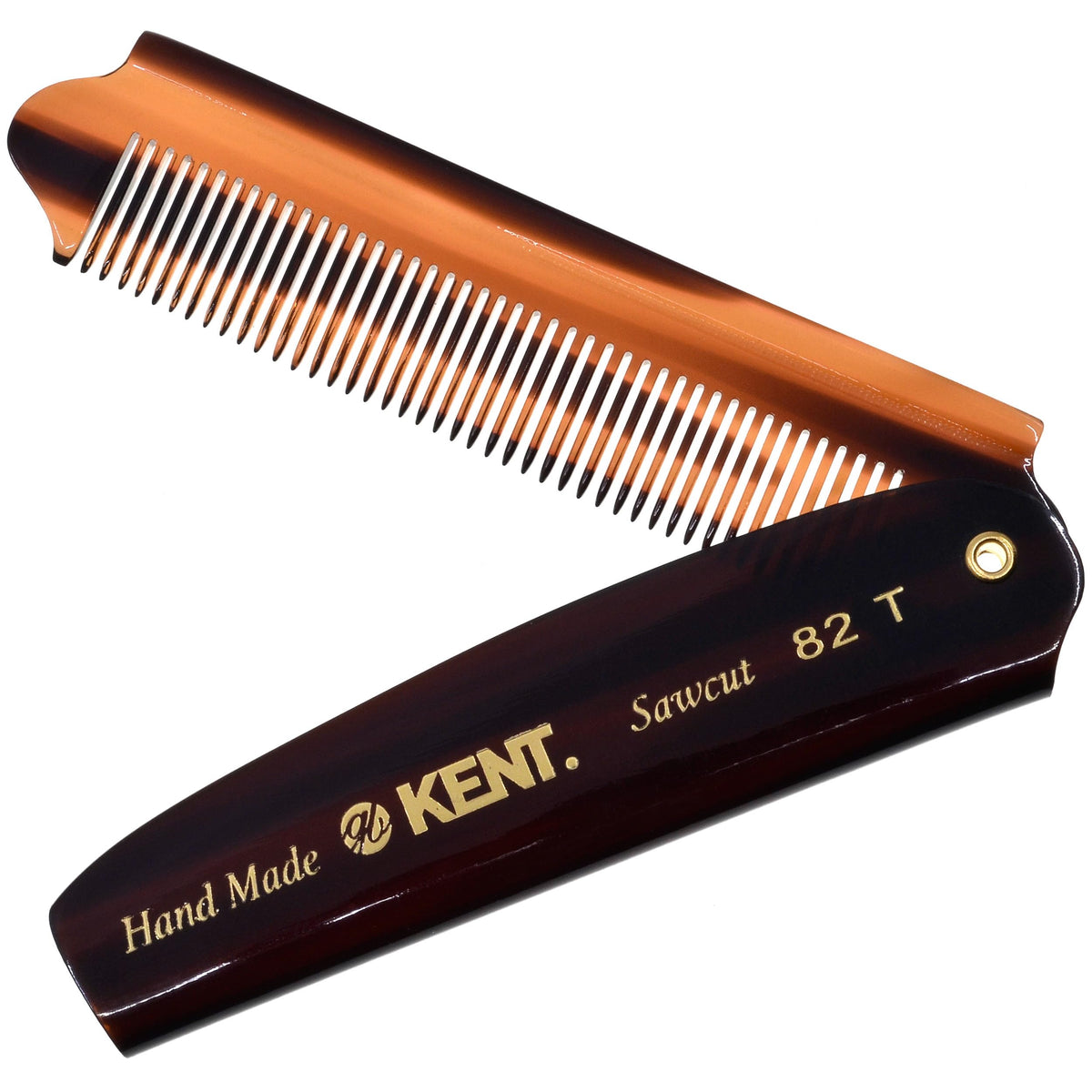 Kent 82T folding pocket comb with open graphite finish for on-the-go grooming.