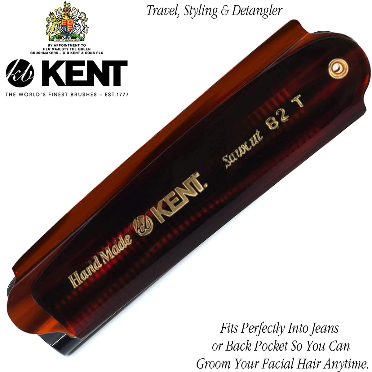 Kent 82T travel-friendly design fits in jeans pocket for ready grooming.