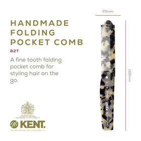 Kent 82T TW folding pocket comb closed graphite compact storage