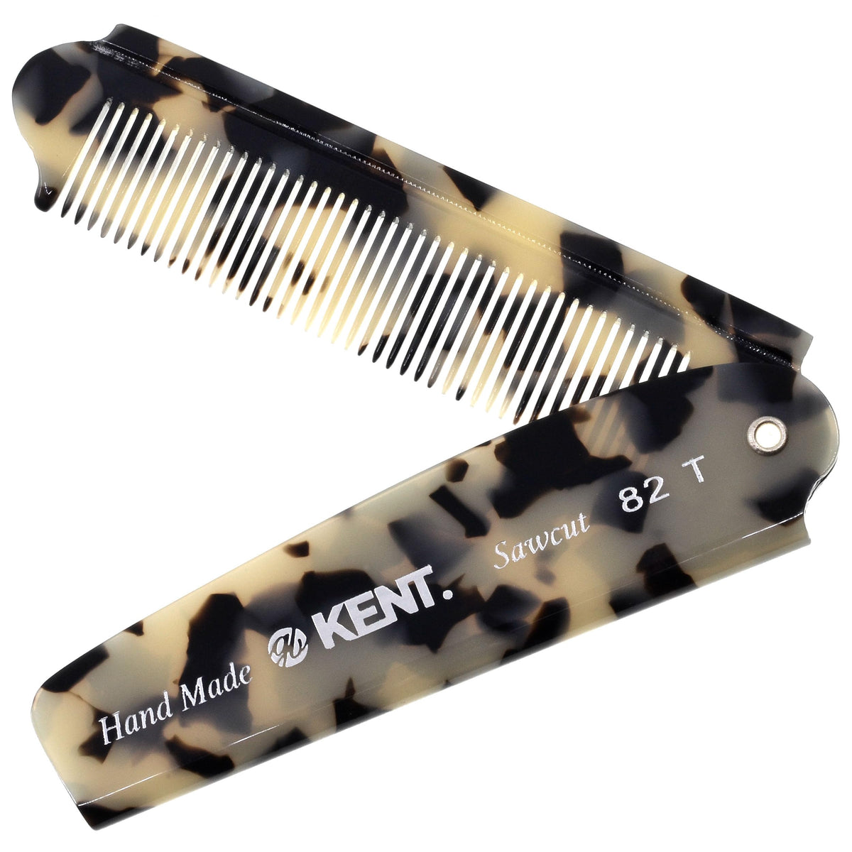 Kent 82T TW folding pocket comb open graphite finish for on-the-go grooming