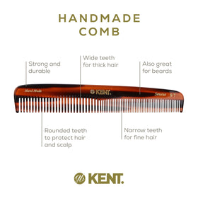 Small Kent 9T tortoise comb fits in your pocket for quick grooming.