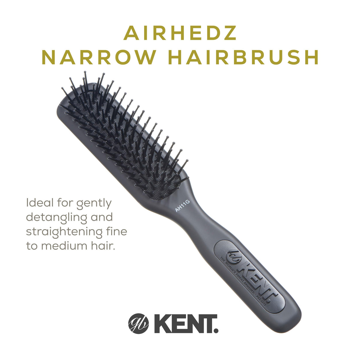 Kent Airhedz Pro white brush on hair demonstrates snag-free detangling