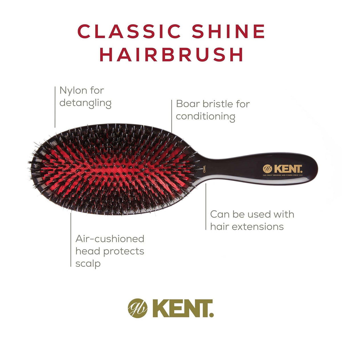 Kent boar bristle brush supports detangling while adding natural luster