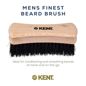 Kent BRD6 ergonomic-beechwood-handle-travel-brush offers comfortable control on thick facial hair.