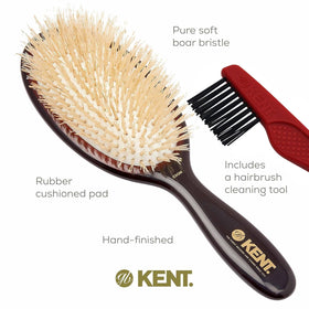 Close-up of Kent Classic Shine boar bristles distributing natural shine through hair.