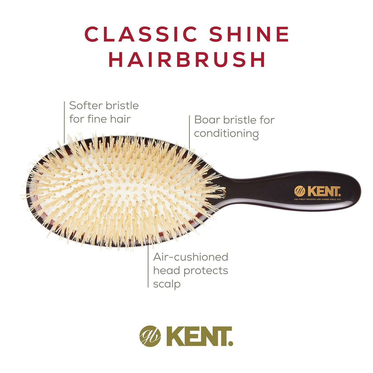 Brushing action with Kent Shine on mid-length fine hair for detangling.