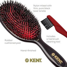 Kent CSML black-handle oval brush ideal for daily grooming on thick hair
