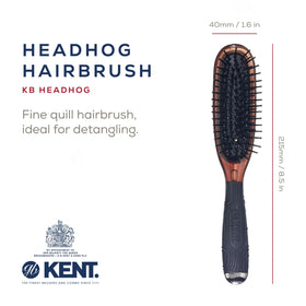 Kent Headhog ball-bristle detangler, smooth detangling for all hair types.