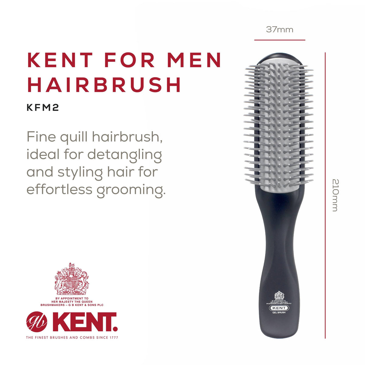 Kent KFM2 ionic anti-static bristles reduce frizz for a sleeker finish