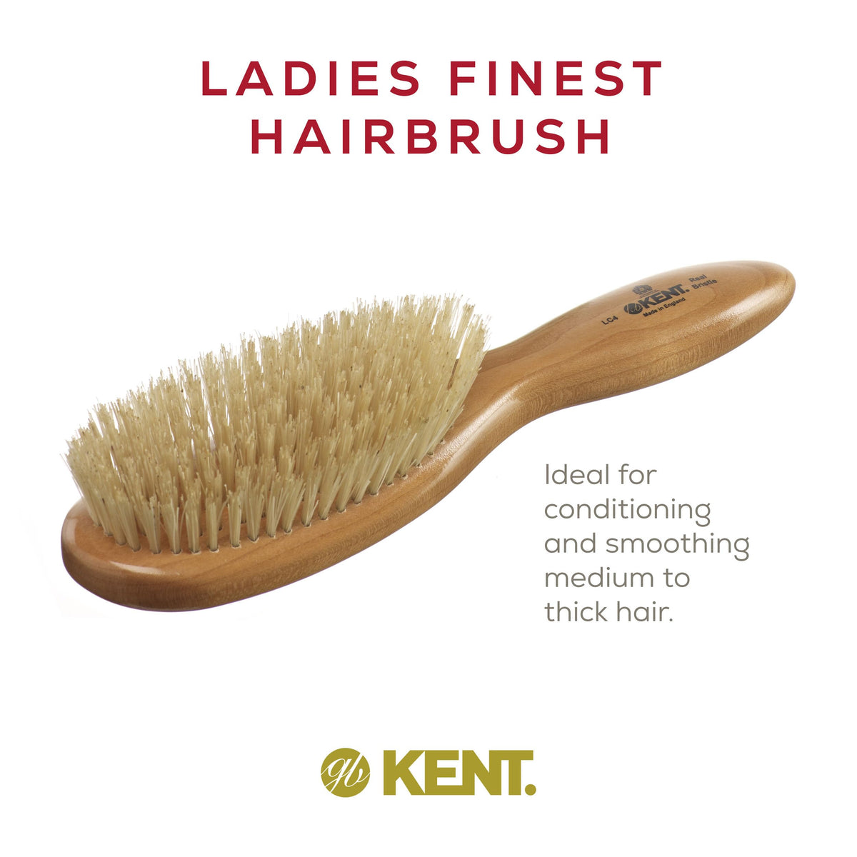 Kent LC4 Detangler Brush care guide illustration highlighting maintenance tips.