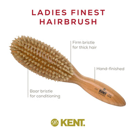 Kent LC4 Detangler Brush ergonomic cherrywood base for comfortable styling.