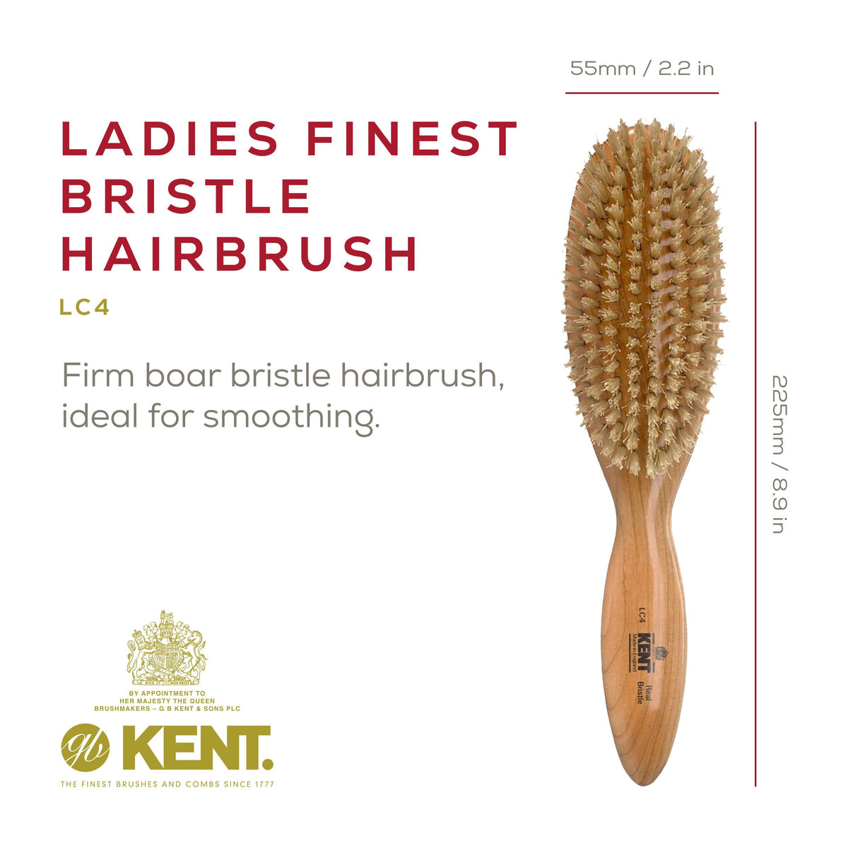 Kent LC4 Detangler Brush used on hair, showing gentle detangling for volume.