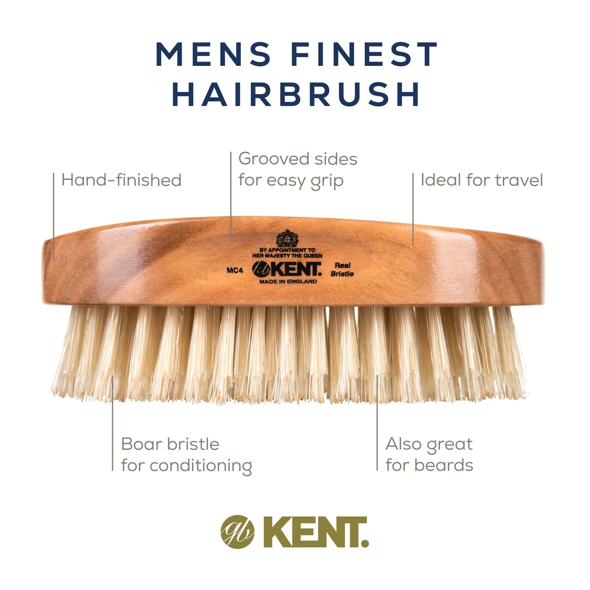 Kent MC4 coarse-hair brush in daily routine for beard and hair.